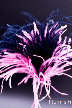 Pennacchio struzzo con anello - alt. 18-20 cm - rosa vecchio-blu notte